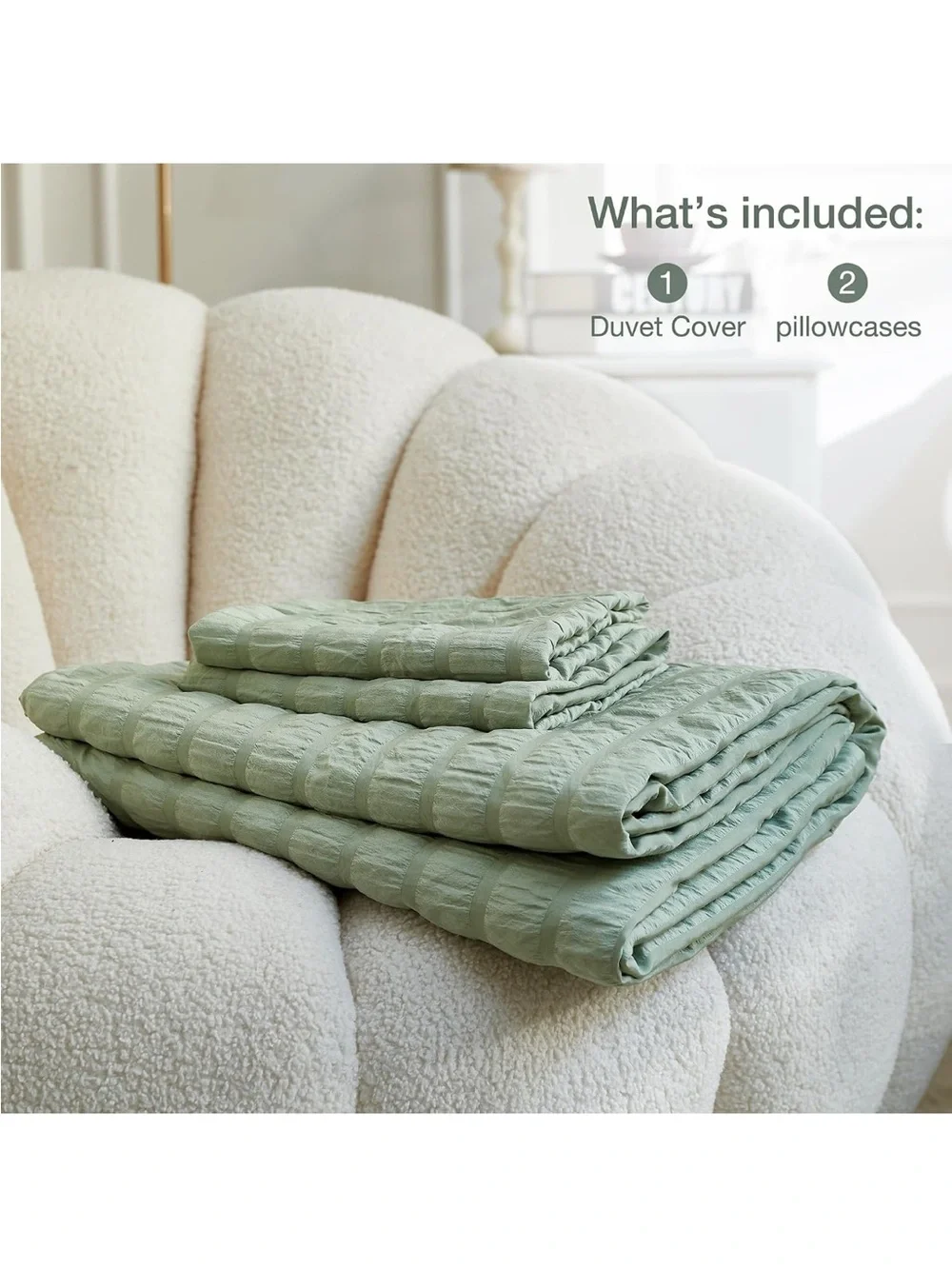 Classic Sage Green duvet cover Set - Soft Textured Comfort